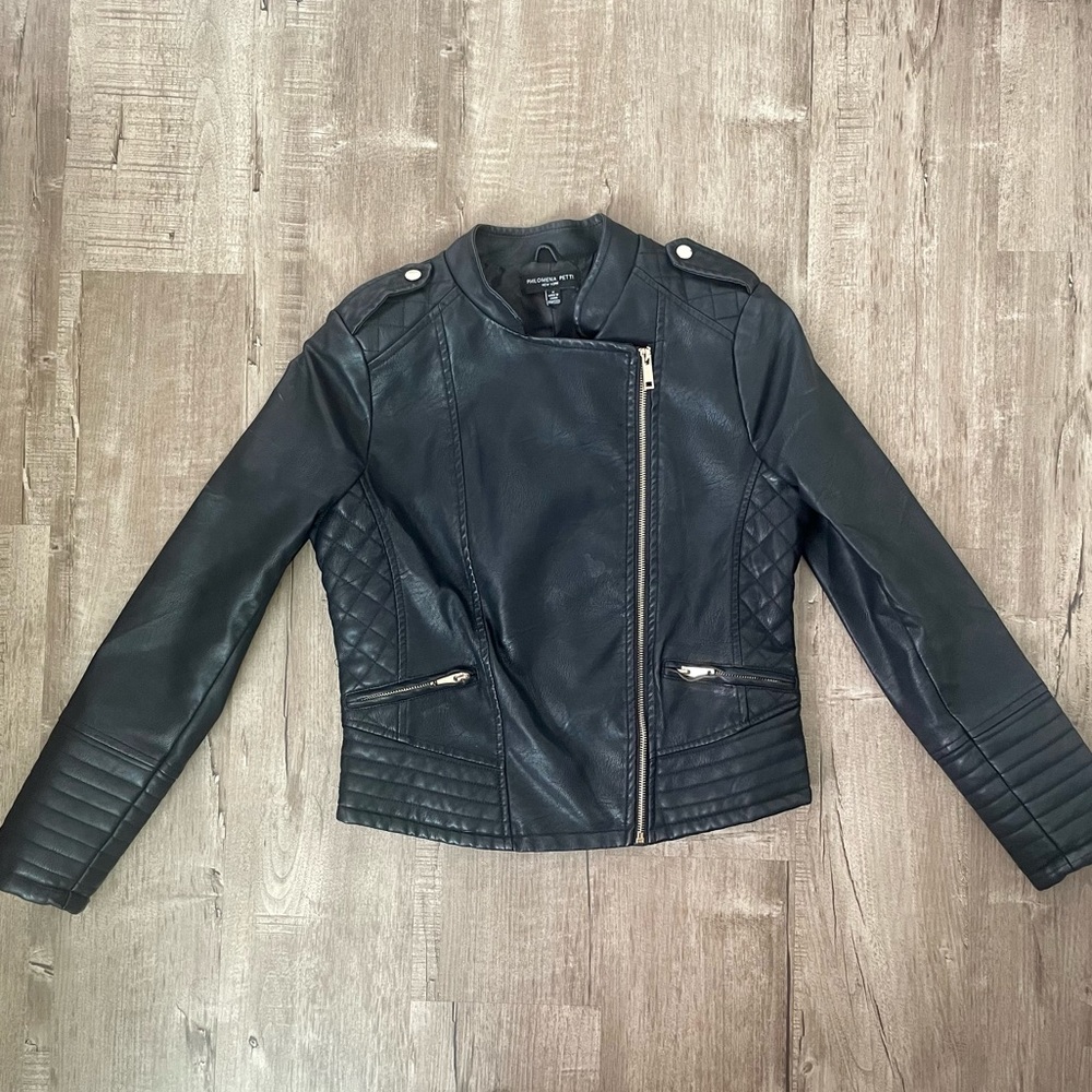 Philomena Petti New York Leather Moto Jacket Size Medium | Black